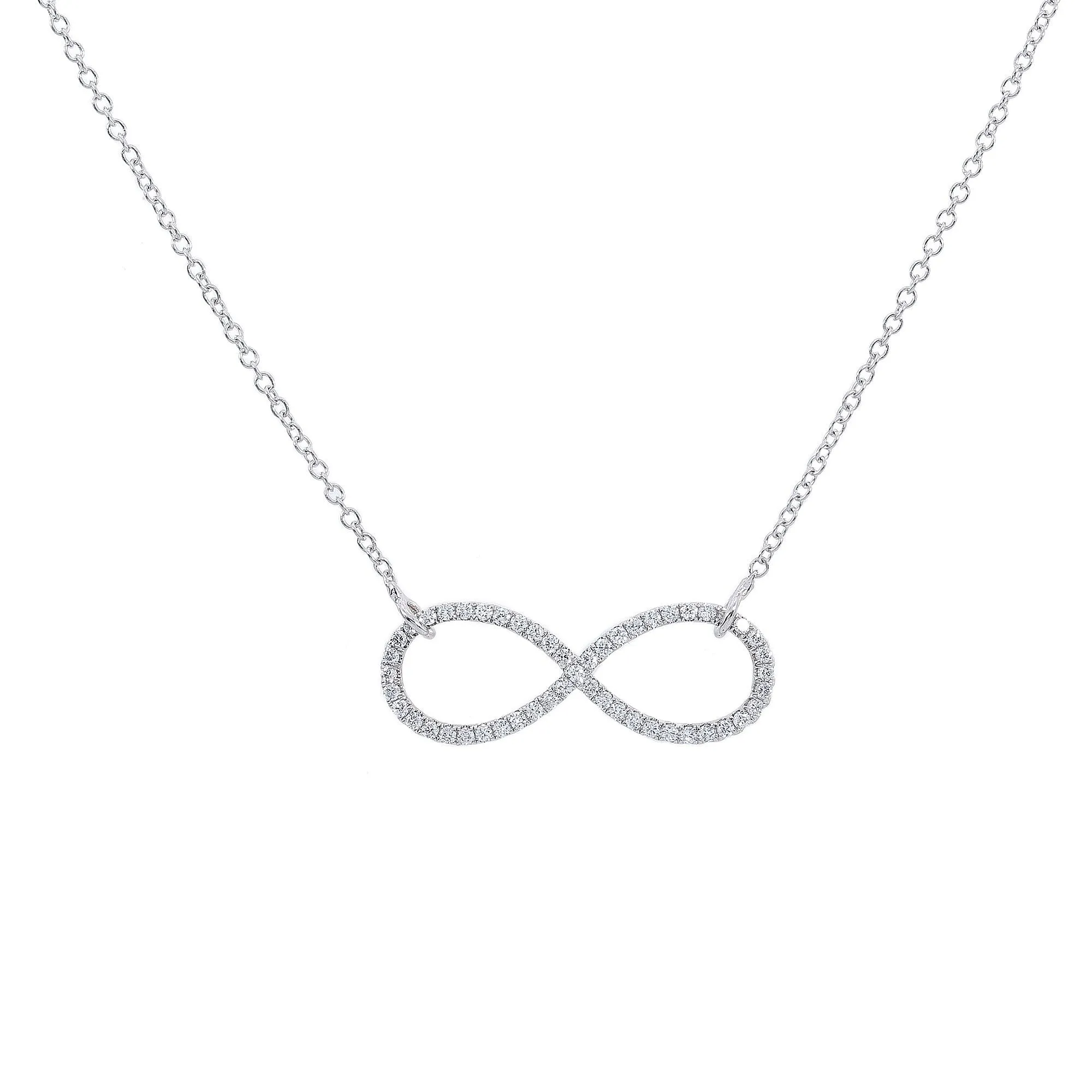 18K White Gold Women Infinity Sign Shaped Necklace