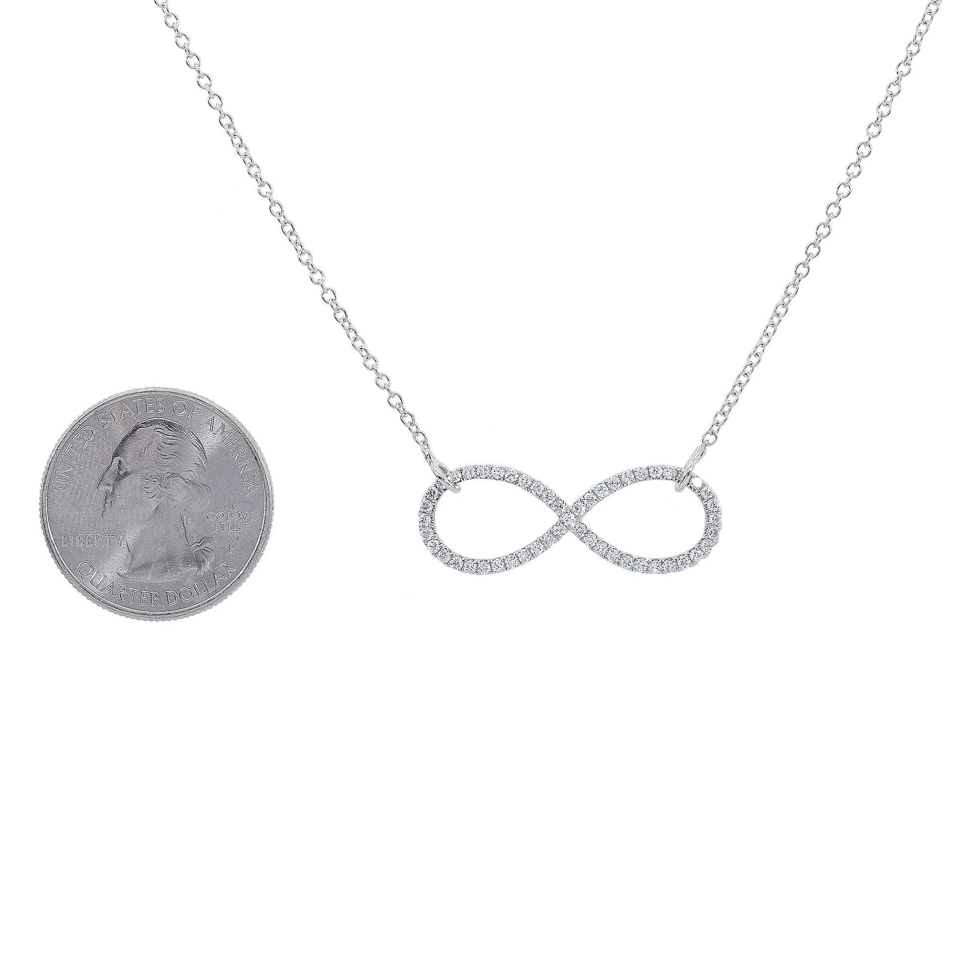 18K White Gold Women Infinity Sign Shaped Necklace