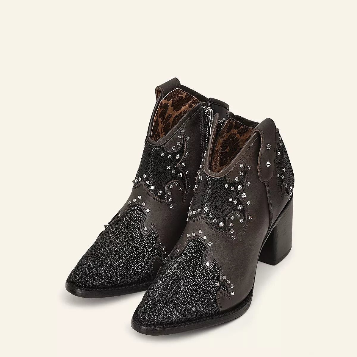 4Q12MA - Cuadra black fashion stingray skin ankle boots for women