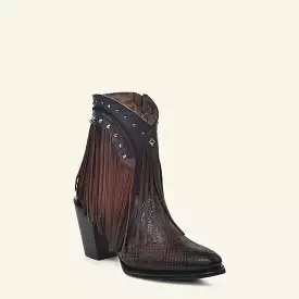 4V09PH - Cuadra chocolate western cowgirl python leather ankle boots for women