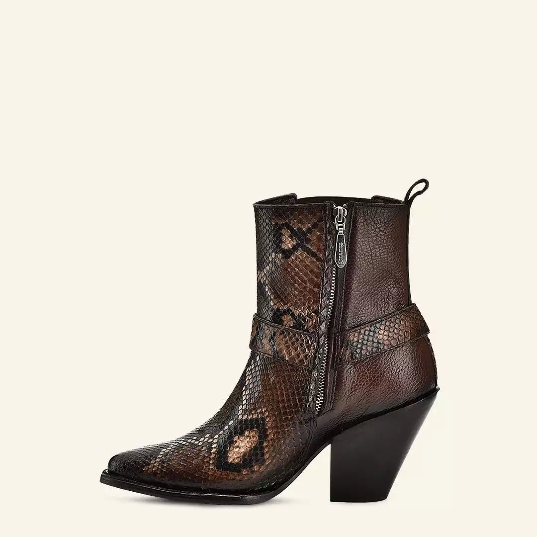 4W02PH - Cuadra brown western cowgirl python leather ankle boots for women