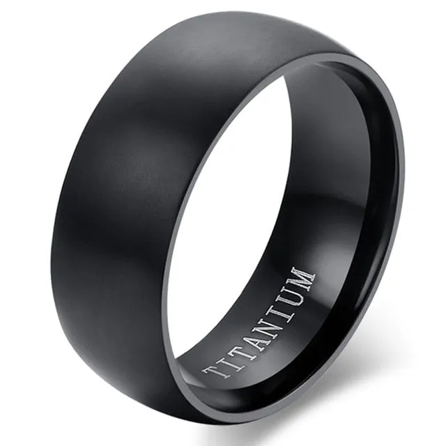 8MM Men's Black Titanium Ring