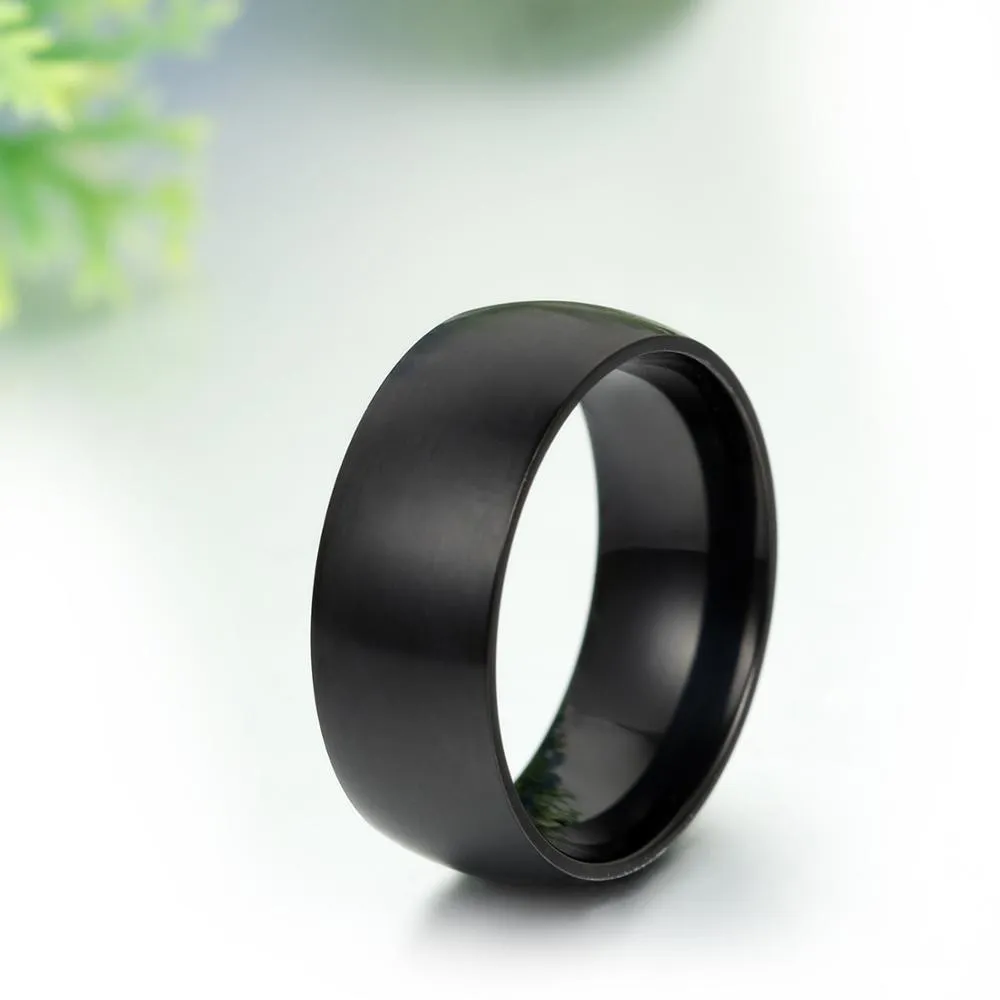 8MM Men's Black Titanium Ring