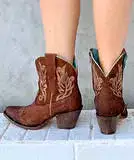 A4257 - M Corral brown western cowgirl leather ankle boots for women