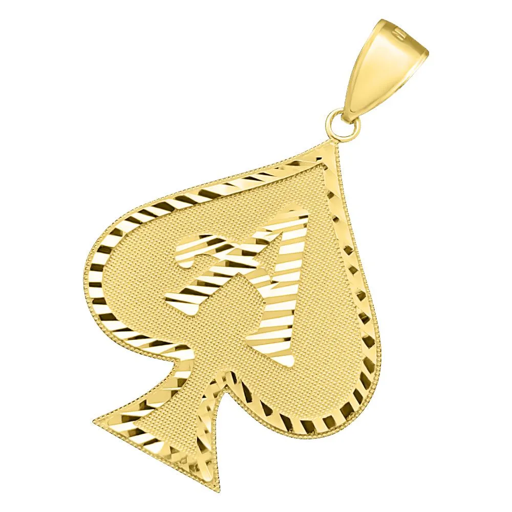 Ace Spade Poker DC 10K Yellow Gold Pendant