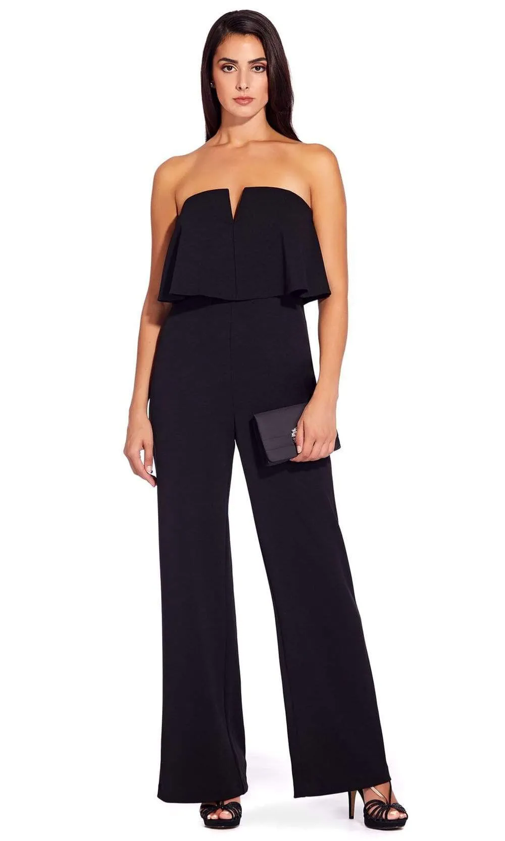 Adrianna Papell - AP1E206916 Strapless Flounce Bodice Crepe Jumpsuit