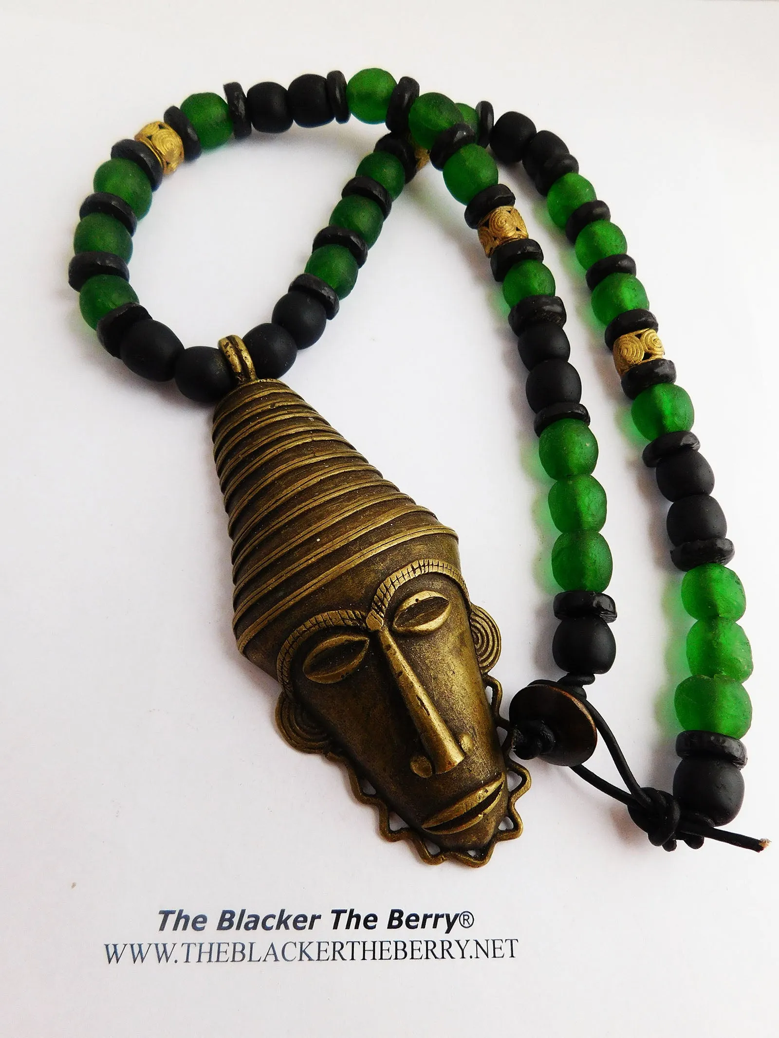 African Men Necklaces Beaded Jewelry Green Ethnic Large The Blacker The Berry