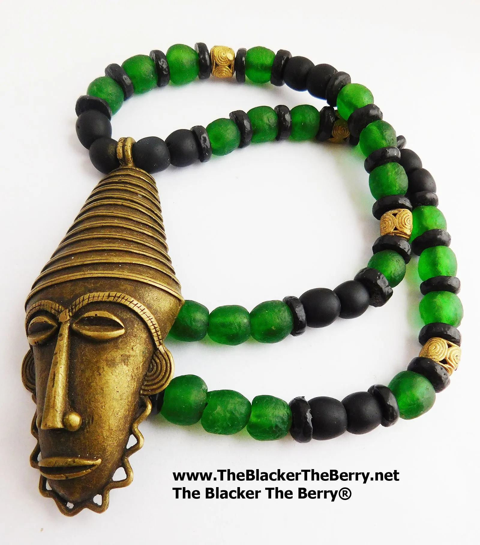 African Men Necklaces Beaded Jewelry Green Ethnic Large The Blacker The Berry