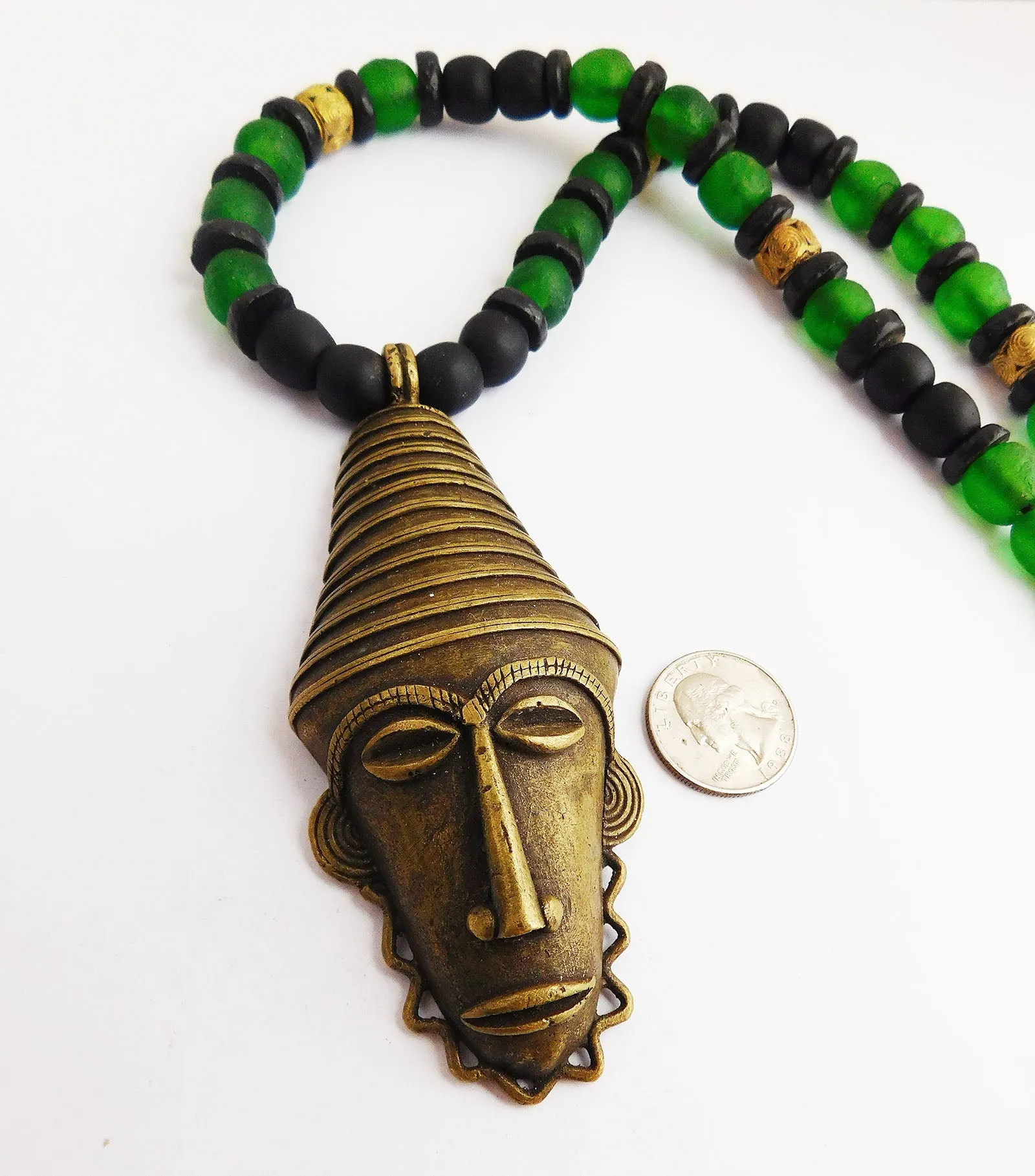 African Men Necklaces Beaded Jewelry Green Ethnic Large The Blacker The Berry