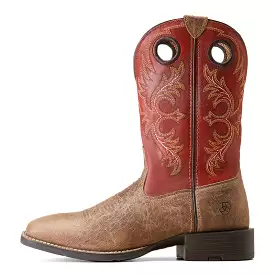 'Ariat' Men's 11 Sport Rodeo Western Square Toe - Crazy Crunch Tan / Orange