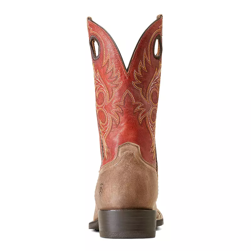 'Ariat' Men's 11 Sport Rodeo Western Square Toe - Crazy Crunch Tan / Orange