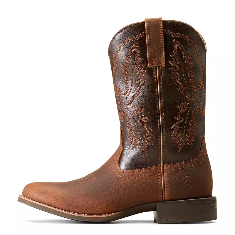 'Ariat' Men's 11 Sport Stratten Western Round Toe - Sorrel Crunch / Bitter Brown