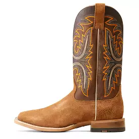 'Ariat' Men's Brushrider Western Square Toe - Suntan Roughout / Rusty Brown