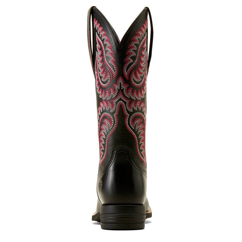 'Ariat' Women's 12 Cattle Caite Stretchfit Western Square Toe - Black Deertan / Madison Avenue