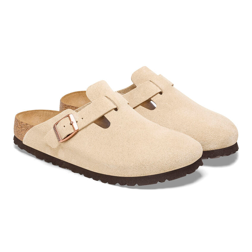 'Birkenstock' Women's Boston Suede Leather Clog - Latte Cream