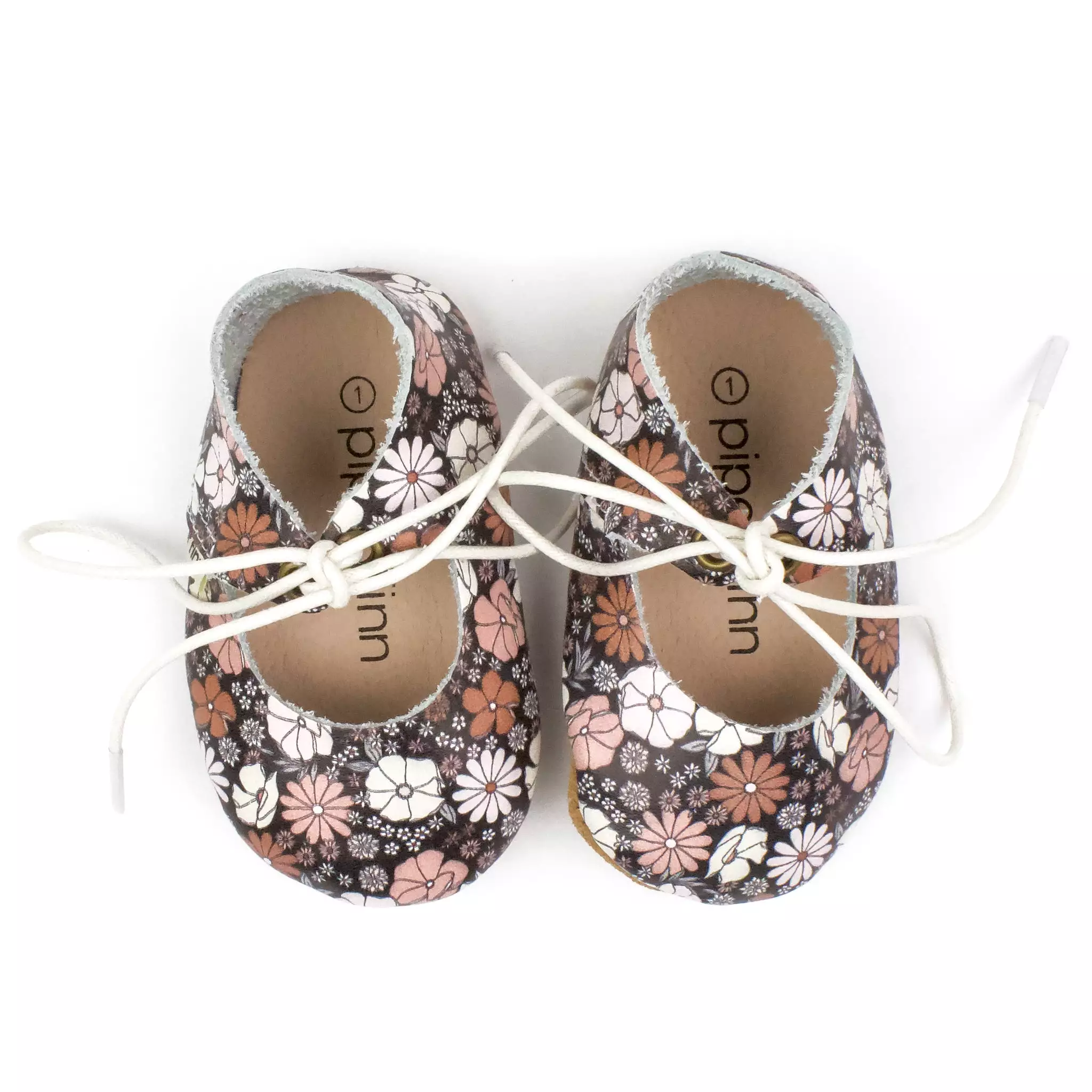 Black Floral - Lace-Up Mary Jane - Soft Sole