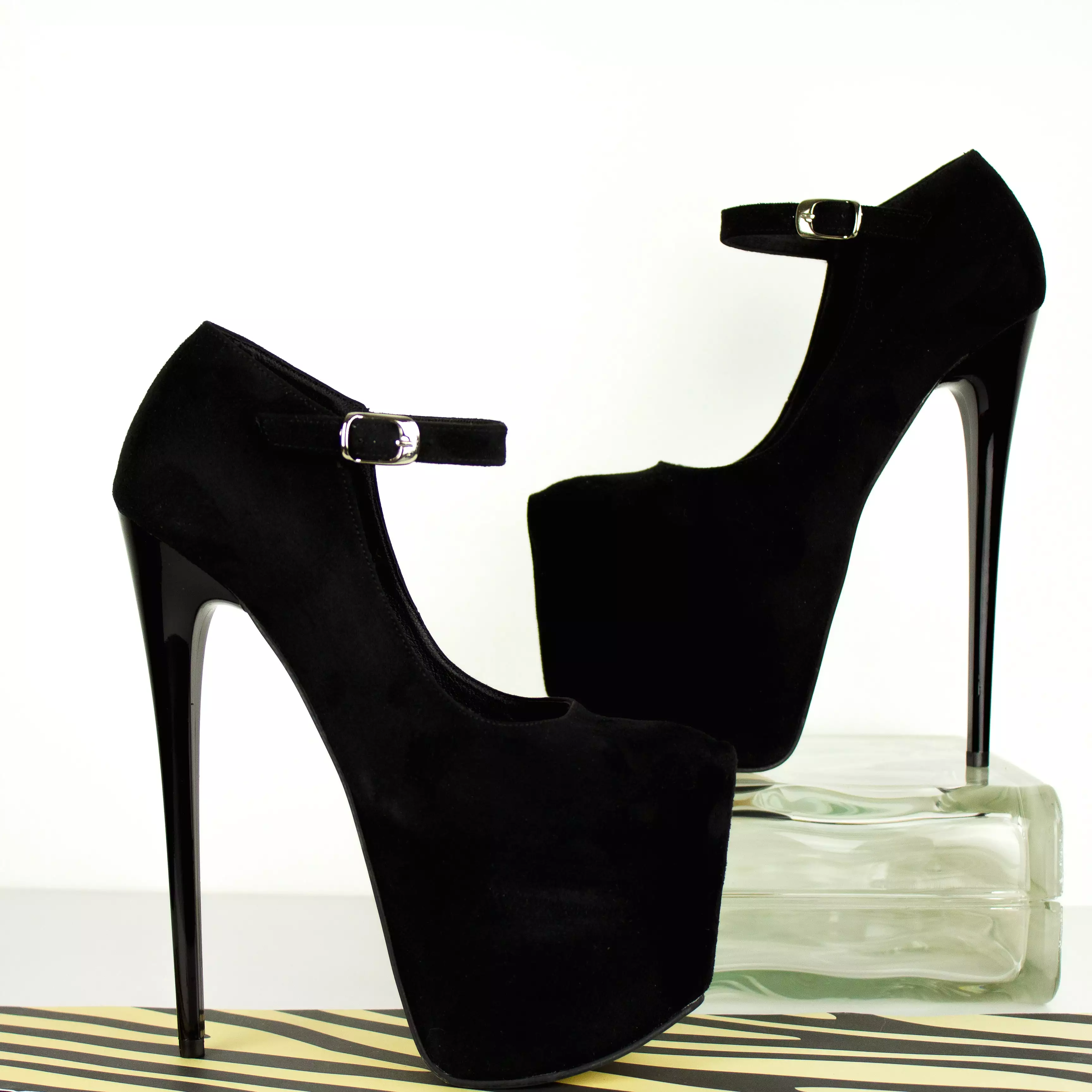 Black Suede Mary jane Suede High Heels