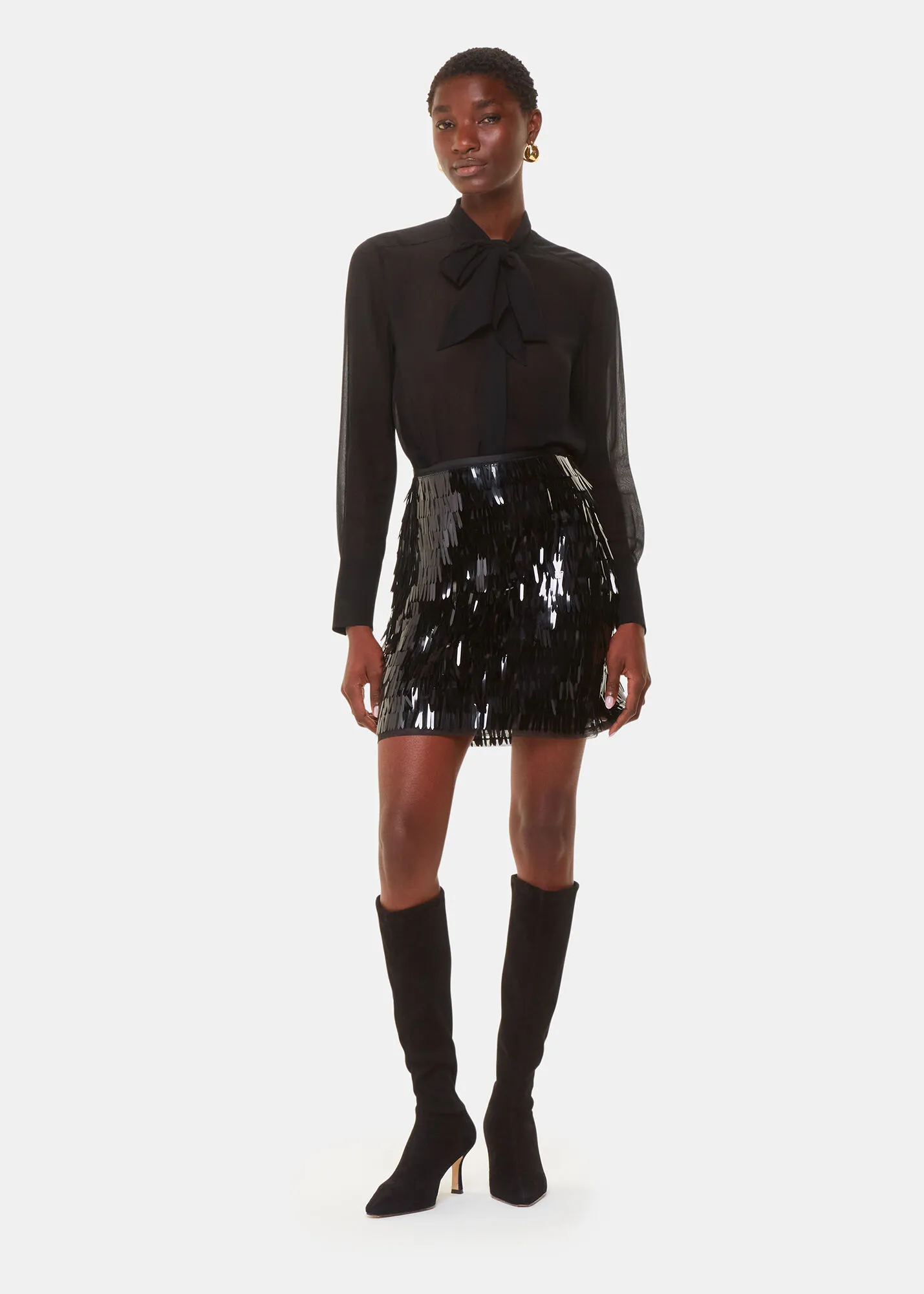 Black Sword Sequin Mini Skirt