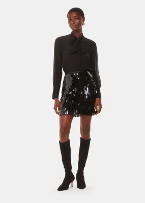 Black Sword Sequin Mini Skirt