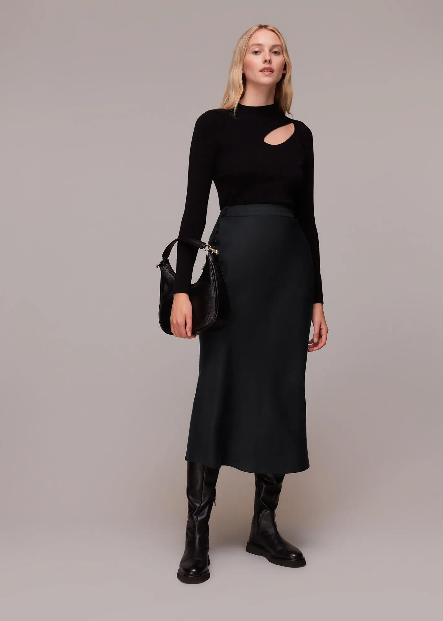 Black Taylor Bias Cut Skirt