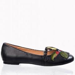 Black Toucan Bird Ballerina Pumps