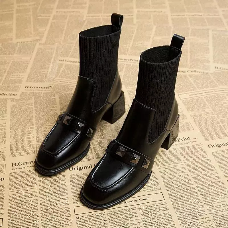 Black Women Ankle Sock Boots