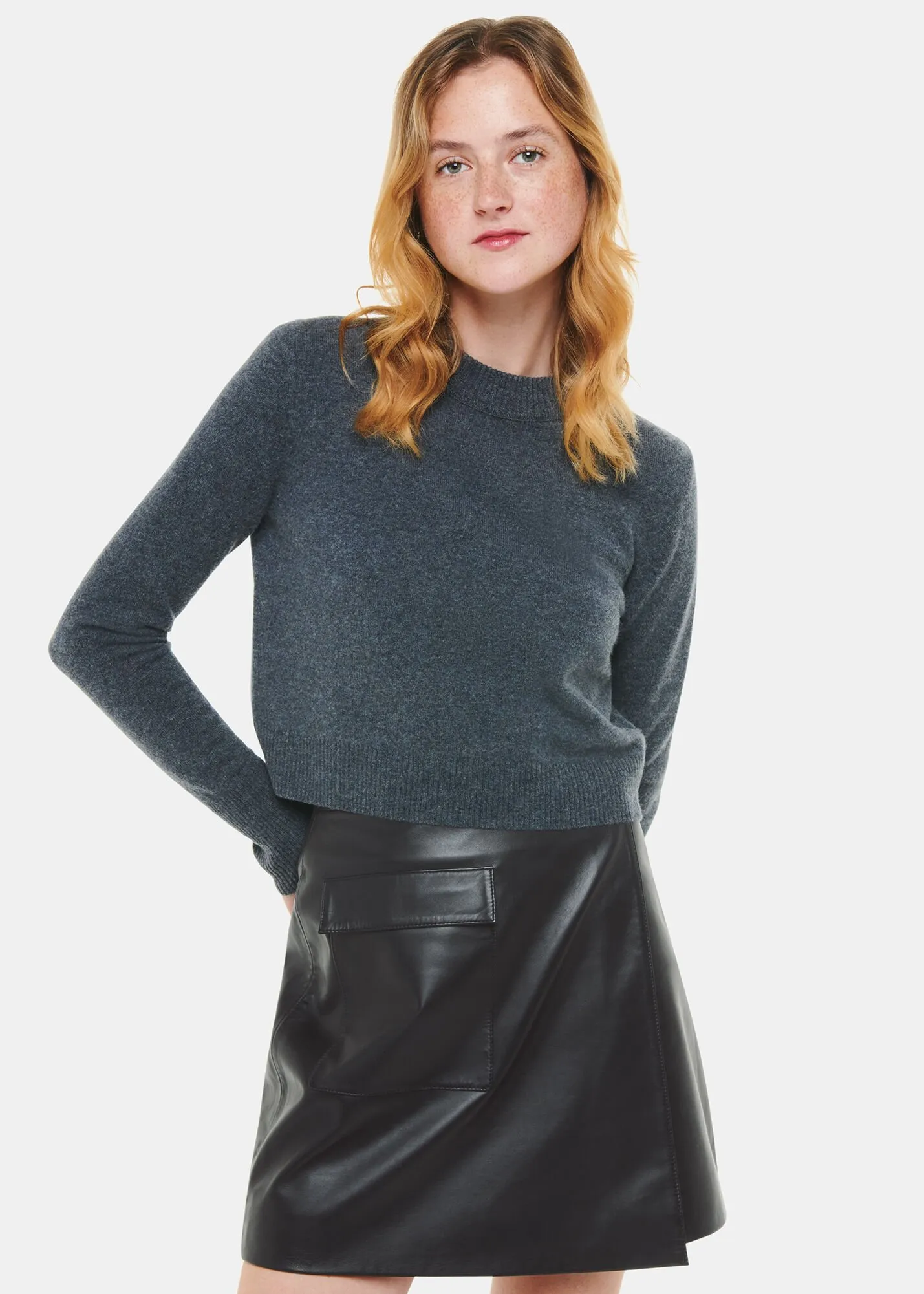 Black Wrap Leather Mini Skirt