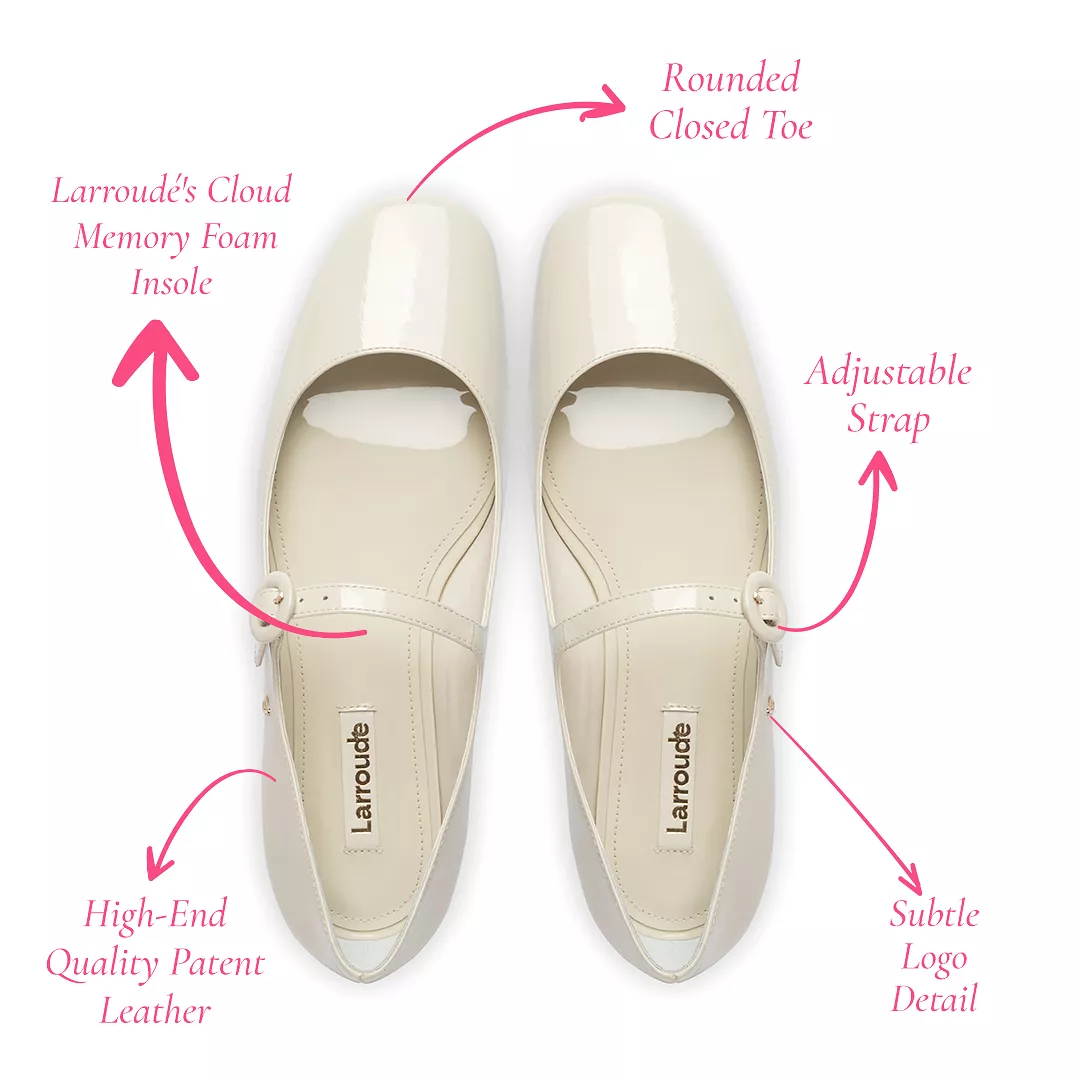 Blair Ballet Flat In Ivory Patent Leather