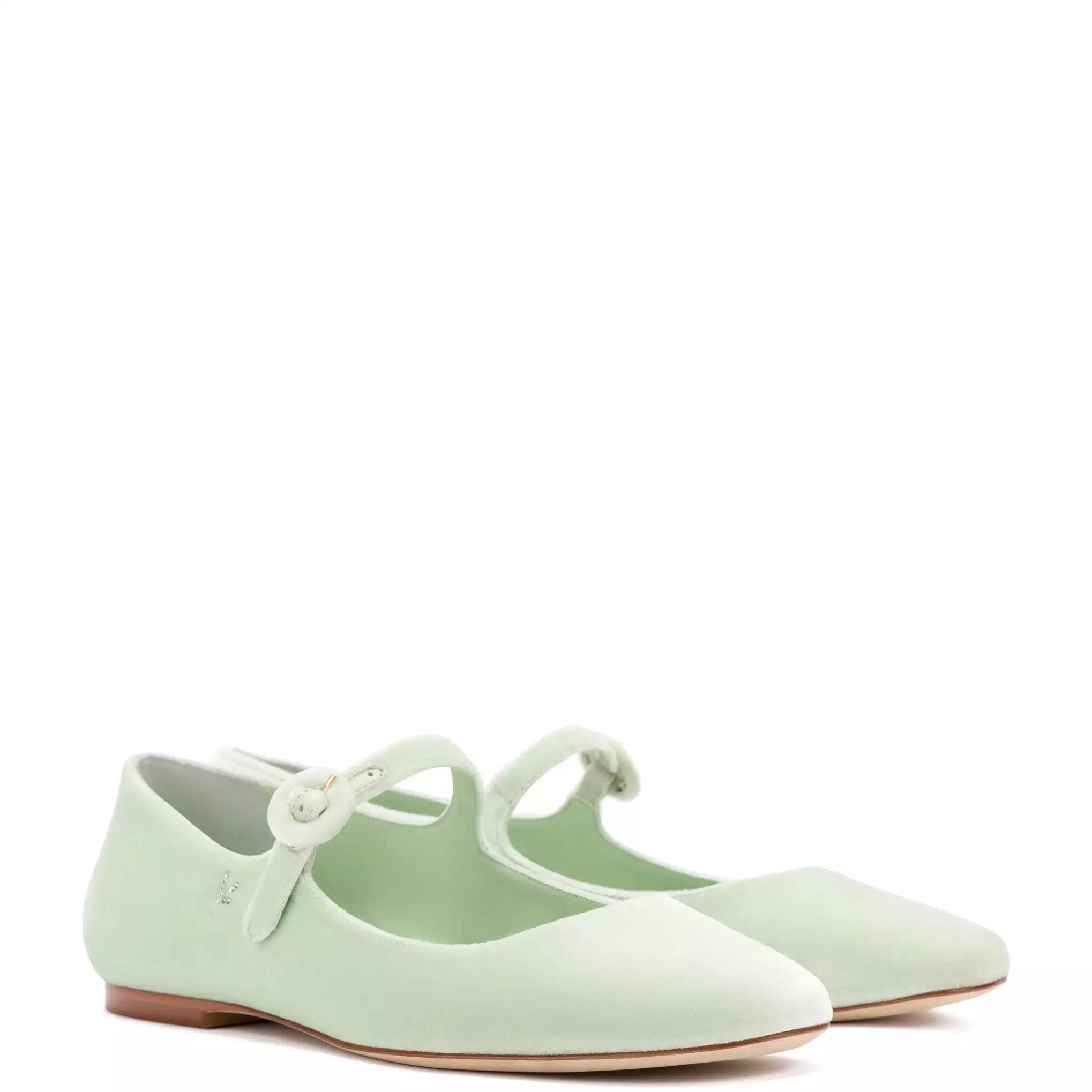 Blair Ballet Flat In Mint Green Velvet