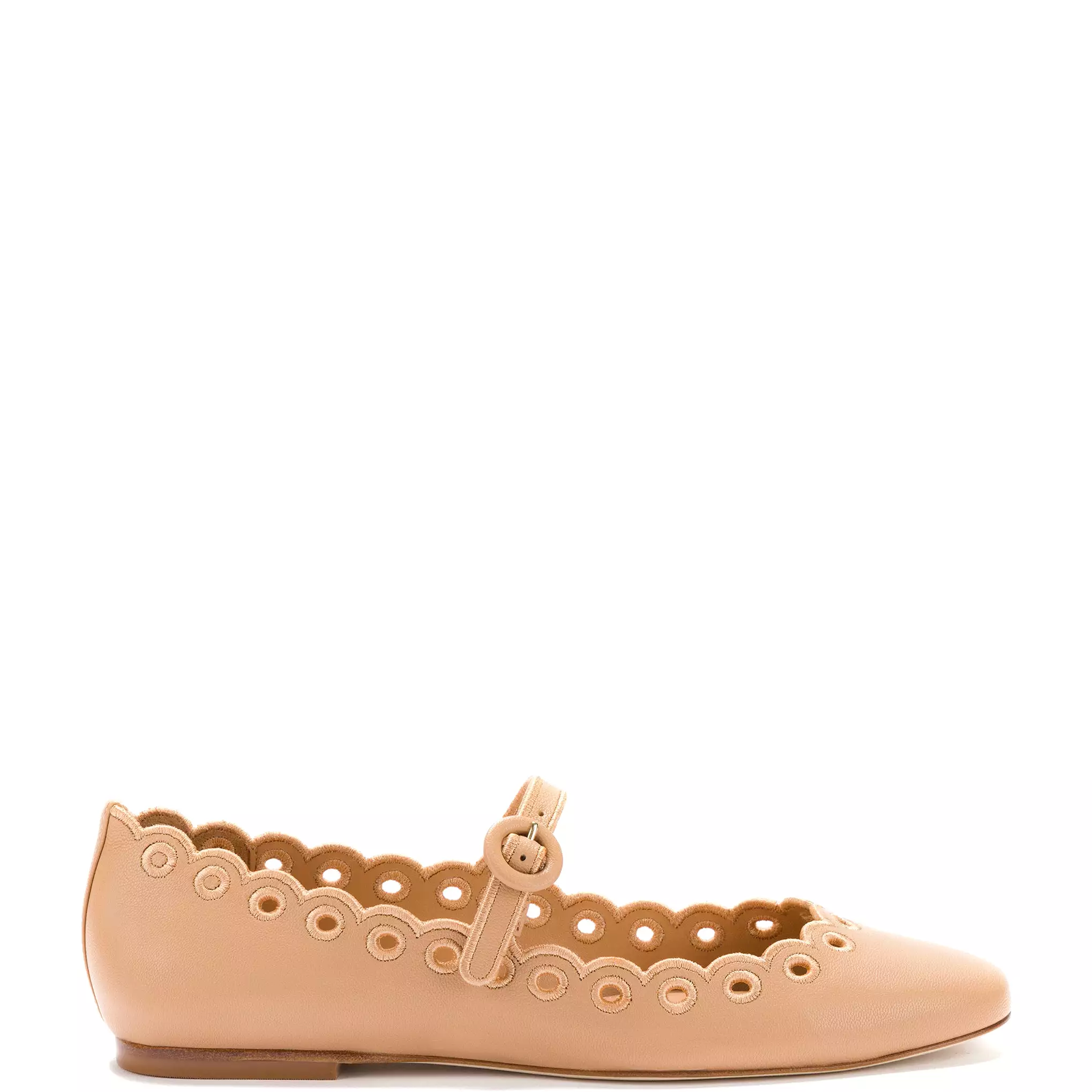 Blair Broderie Ballet Flat In Tan Leather