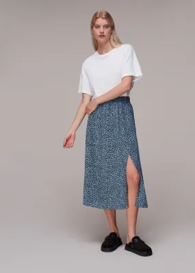 Blue Contrast Leopard Skirt