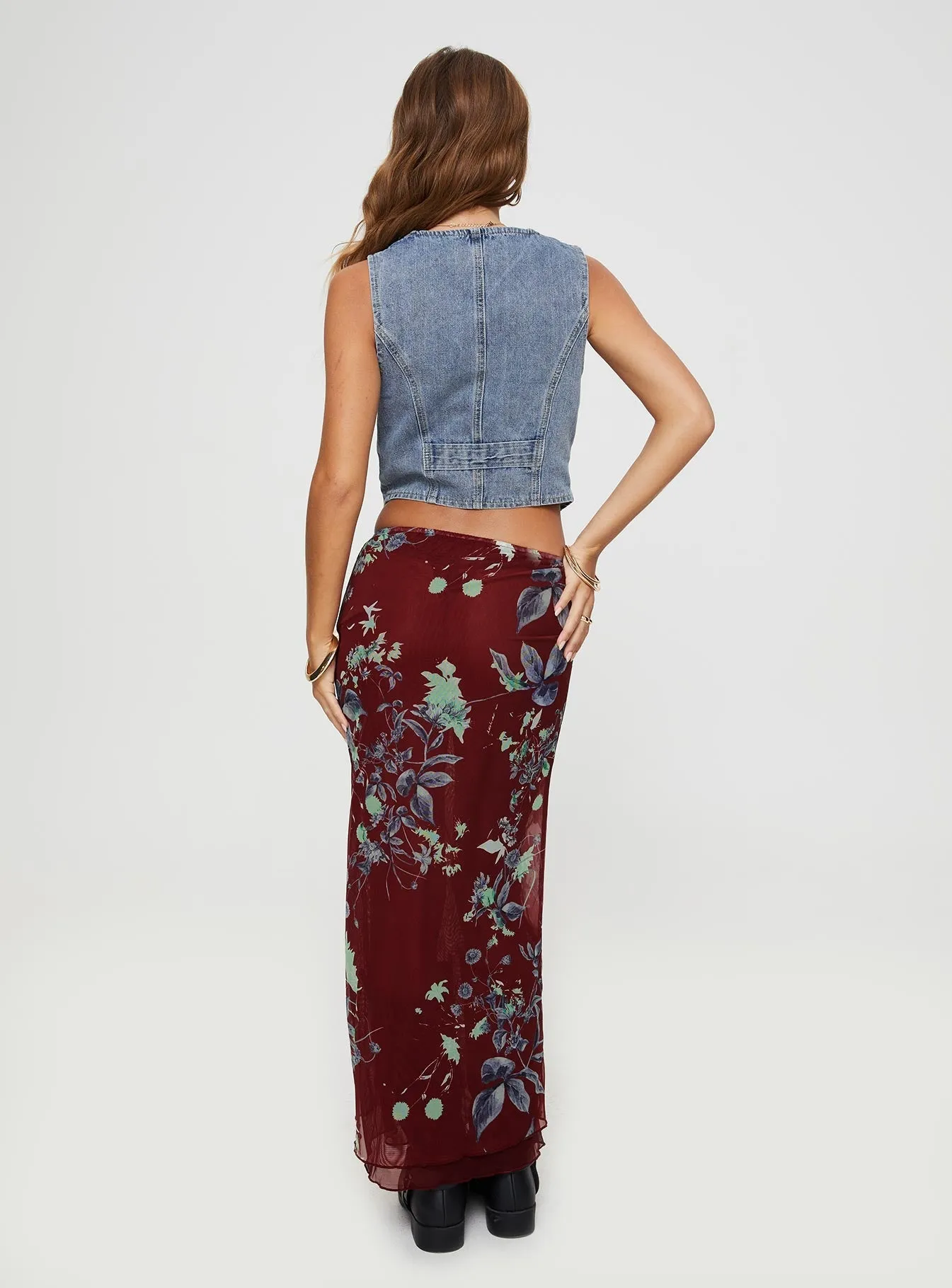 Buchan Maxi Skirt Red Floral