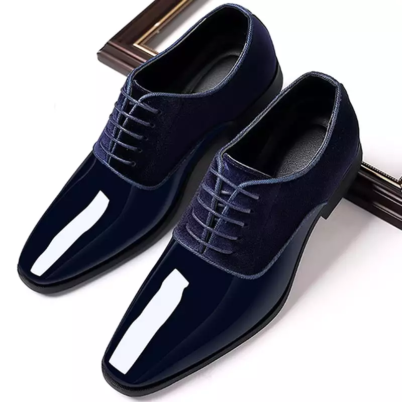 Classic Patent Leather Shoes for Men Casual Business Shoes Lace Up Formal Office Work Shoes for Male Party Wedding Oxfords