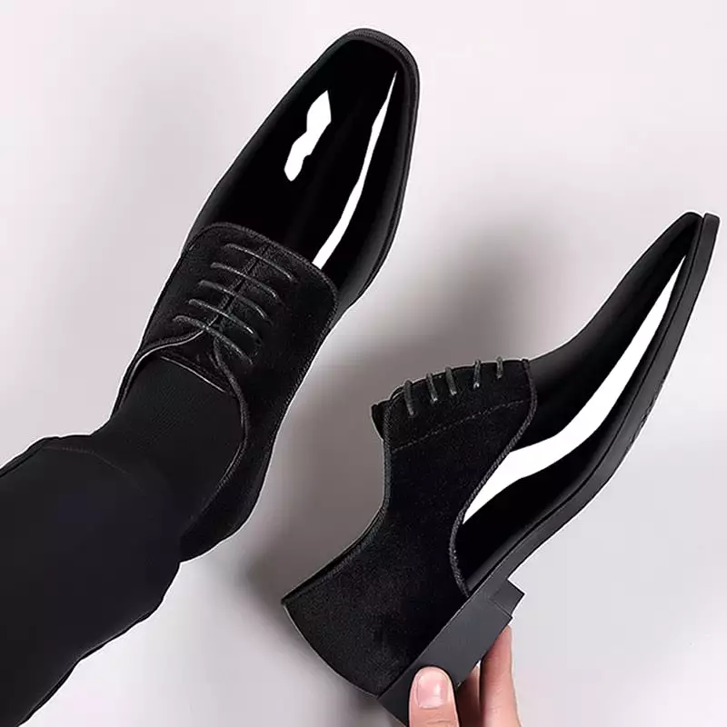 Classic Patent Leather Shoes for Men Casual Business Shoes Lace Up Formal Office Work Shoes for Male Party Wedding Oxfords