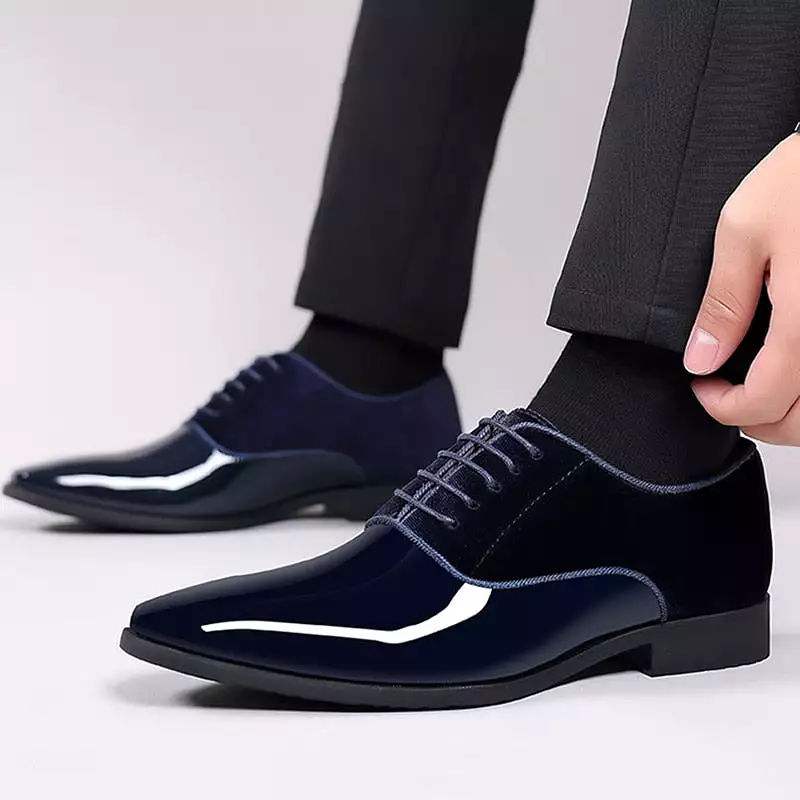 Classic Patent Leather Shoes for Men Casual Business Shoes Lace Up Formal Office Work Shoes for Male Party Wedding Oxfords