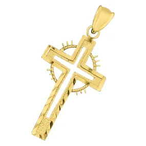 Cross and Circle DC 10K Yellow Gold Pendant