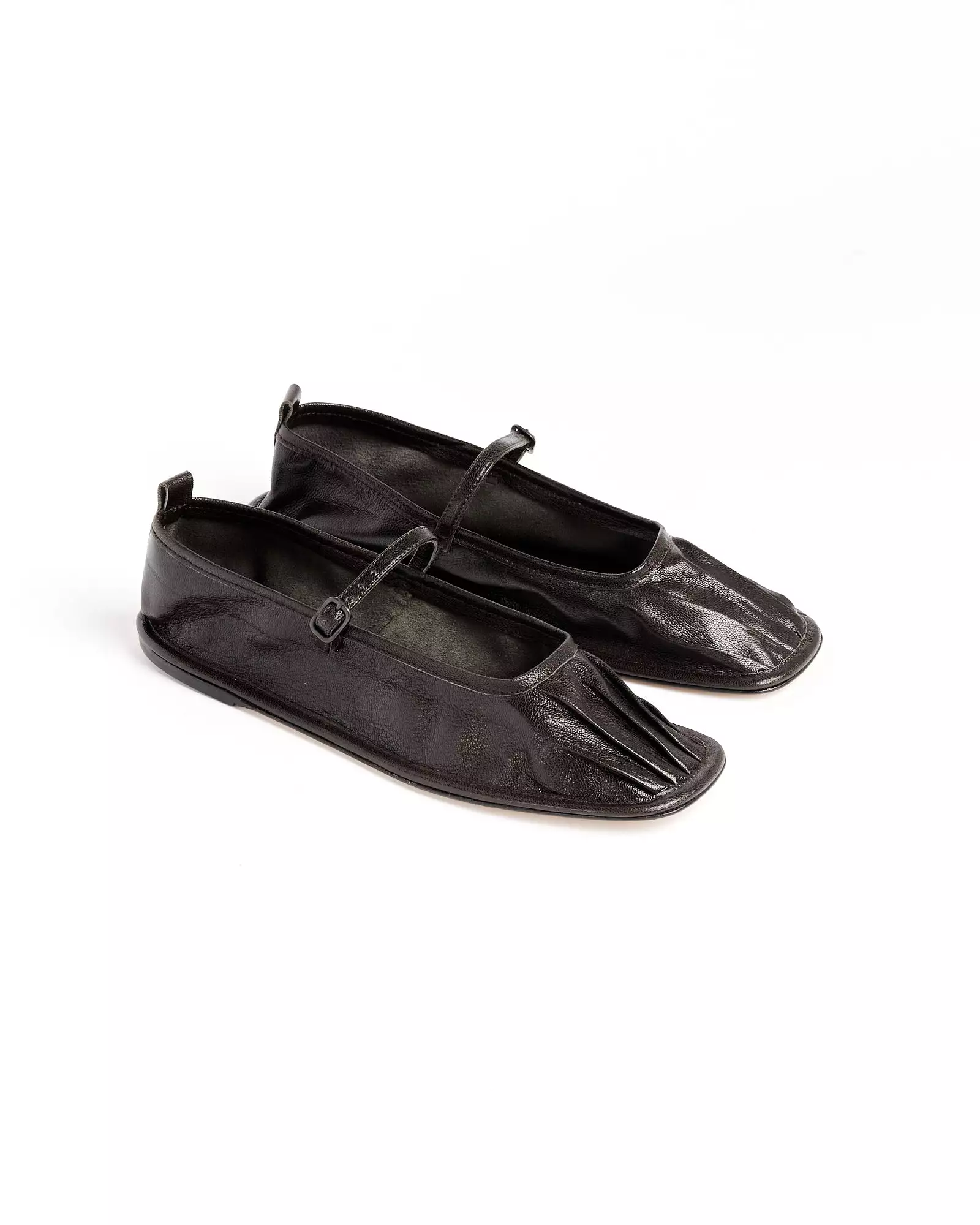 Dansa Pleated-Toe Mary Jane Flat in Ebony