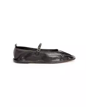 Dansa Pleated-Toe Mary Jane Flat in Ebony