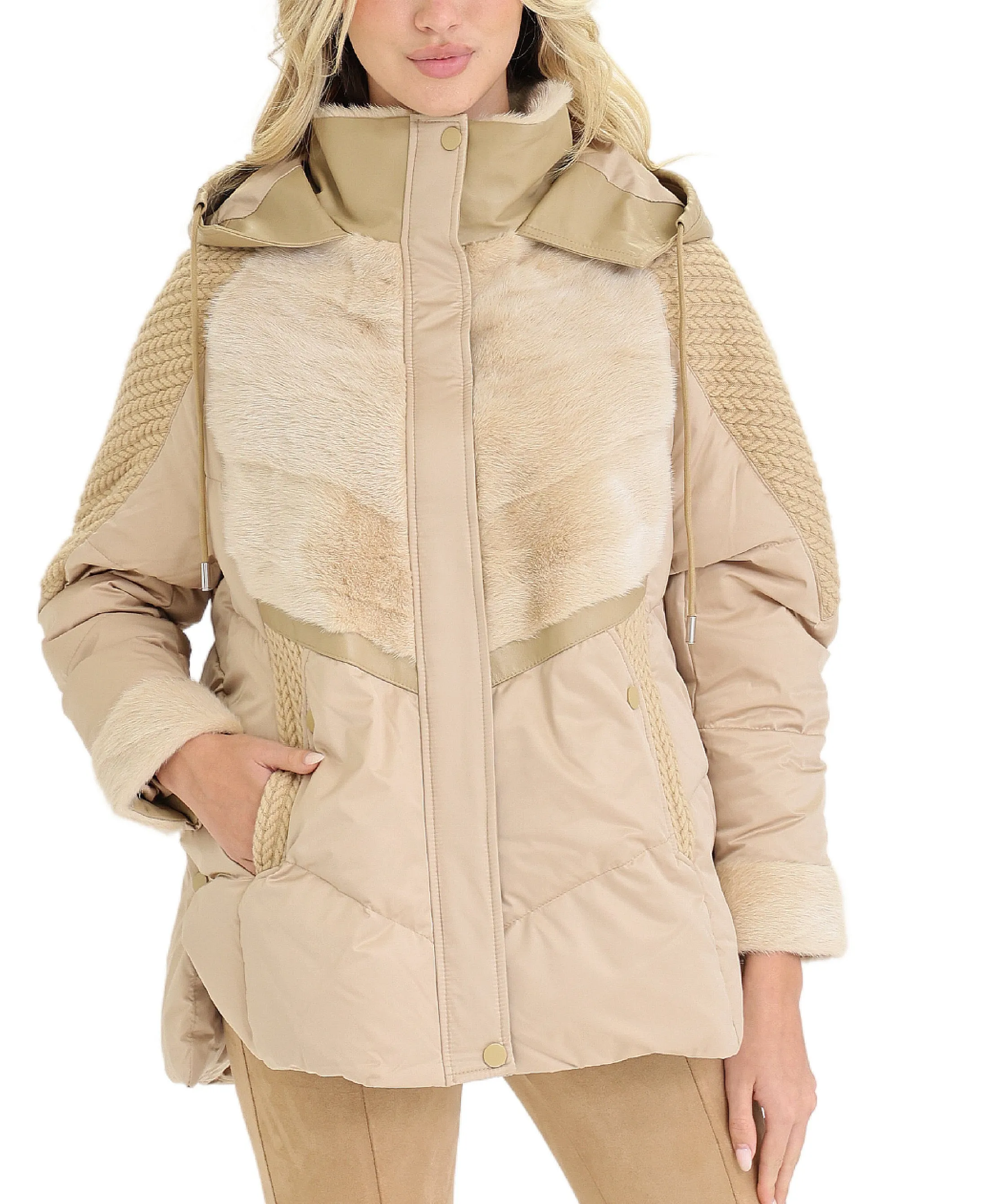 Down Puffer Jacket w/ Mink Fur Trim