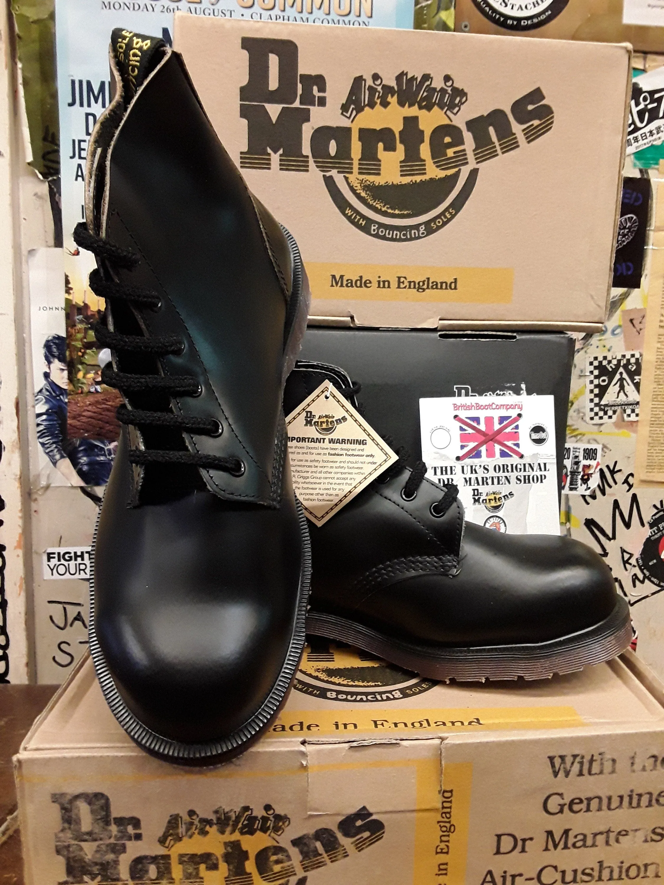 Dr Martens 7711 Black steel toe 6 Hole Steel Boot Made In England Various Sizes