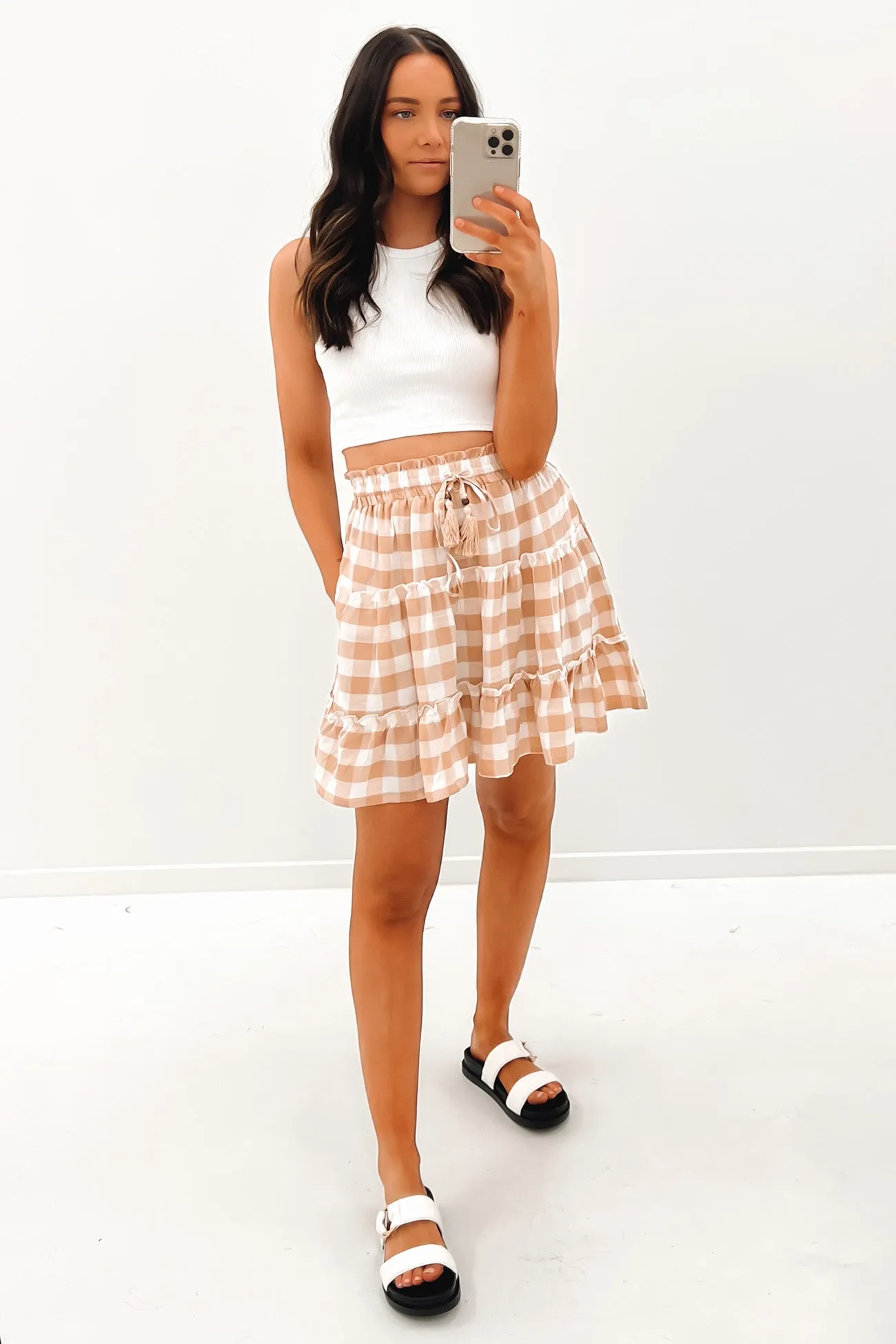 Elliott Mini Skirt Beige Check