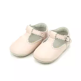 Elodie Girls Scalloped T-Strap Mary Jane Crib Shoe (Infant)