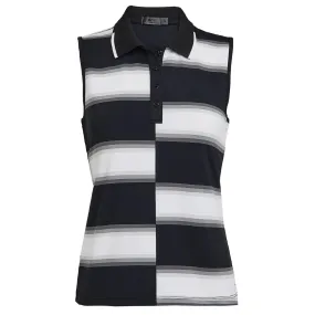 G/FORE Offset Gradient Stripe Ladies Sleeveless Golf Polo Shirt Onyx