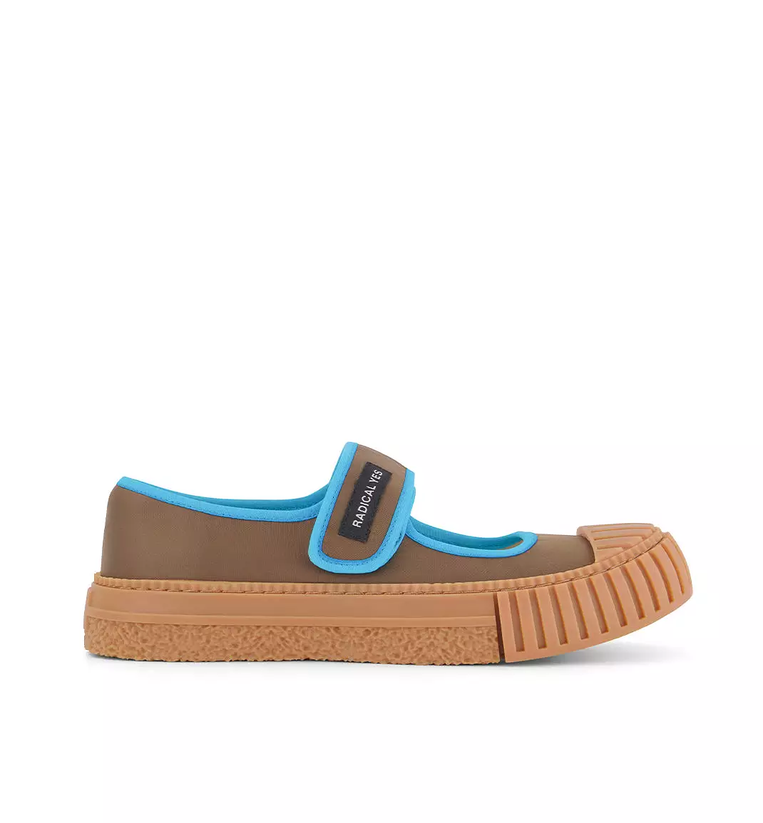 Grace Velcro Nylon Mary Jane | Nutmeg and Turquoise Sea