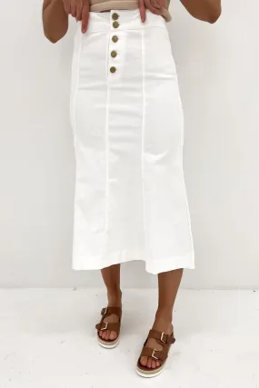 Halsey Midi Skirt White