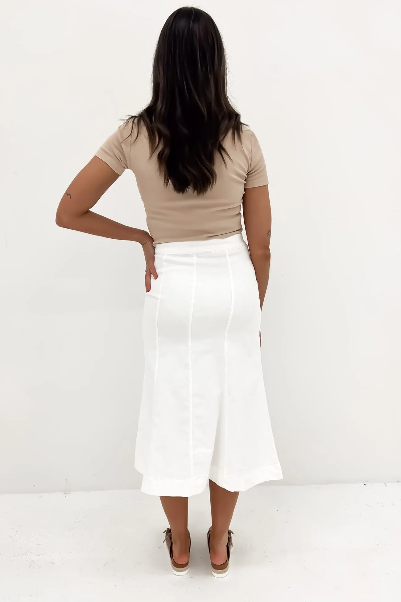 Halsey Midi Skirt White