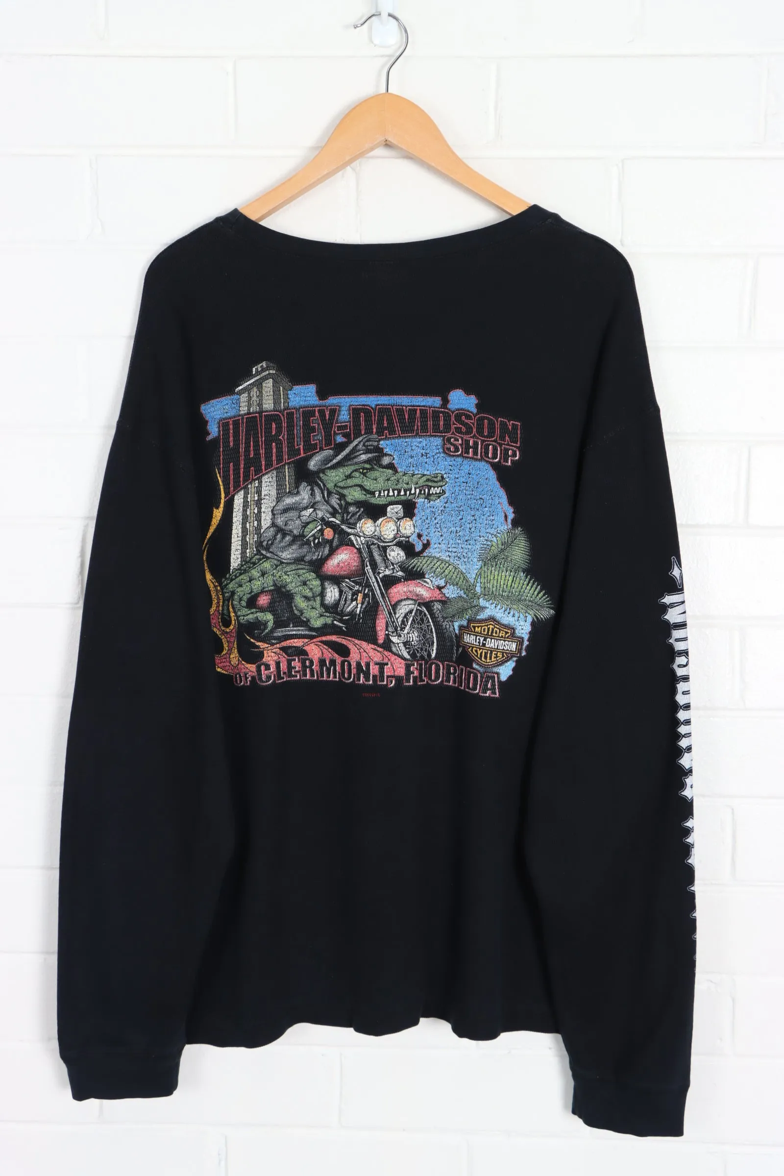 HARLEY DAVIDSON Alligator & Skull All Over Long Sleeve Tee (XL)