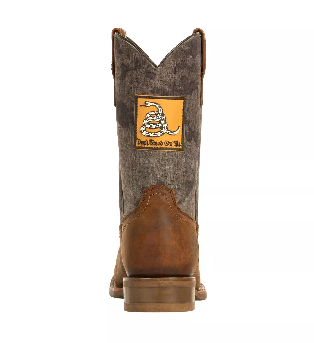 'Howitzer' Men's 10 Freedom Don't Tread Western Square Toe - Brown