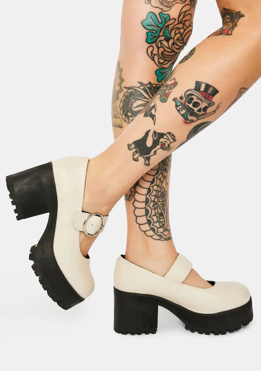 Ivory Damnation Platform Mary Janes-