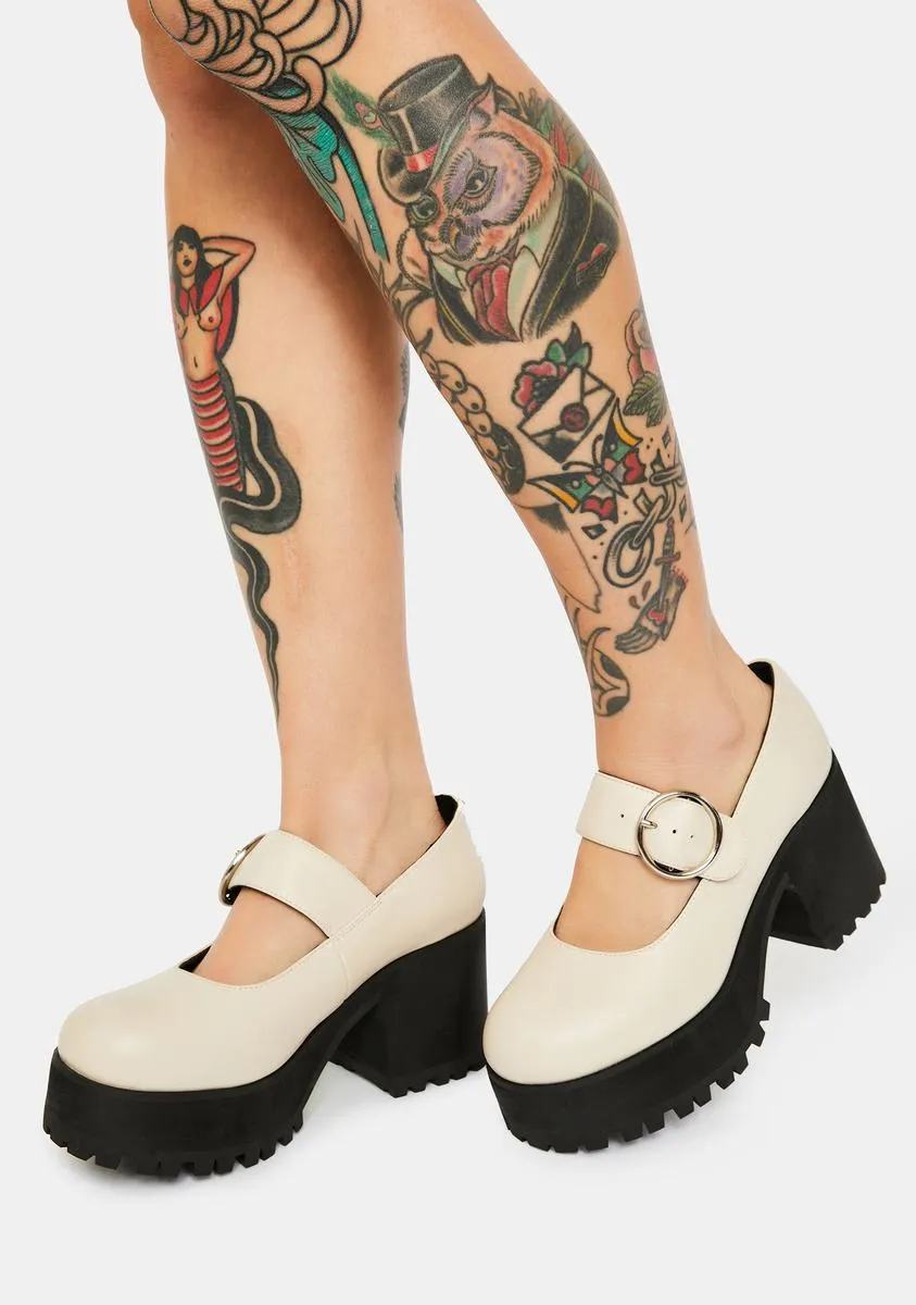 Ivory Damnation Platform Mary Janes-